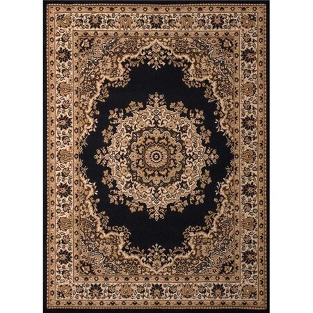 United Weavers United Weavers 851 10170 24 1 ft. 11 in. x 3 ft. 3 in. Dallas Floral Kirman Accent Rug; Black 851 10170 24